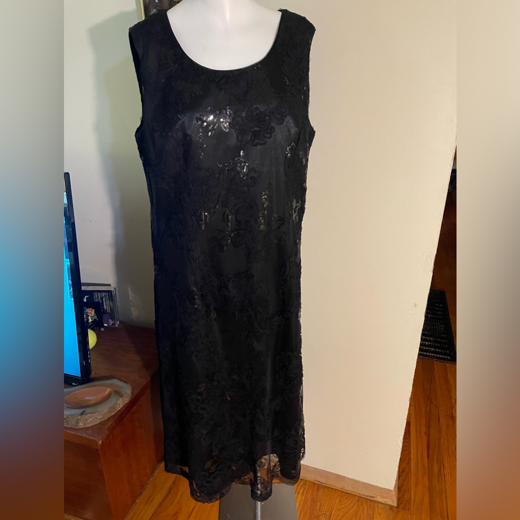 Lily & Taylor Couture Black And Sequin Lace Dress